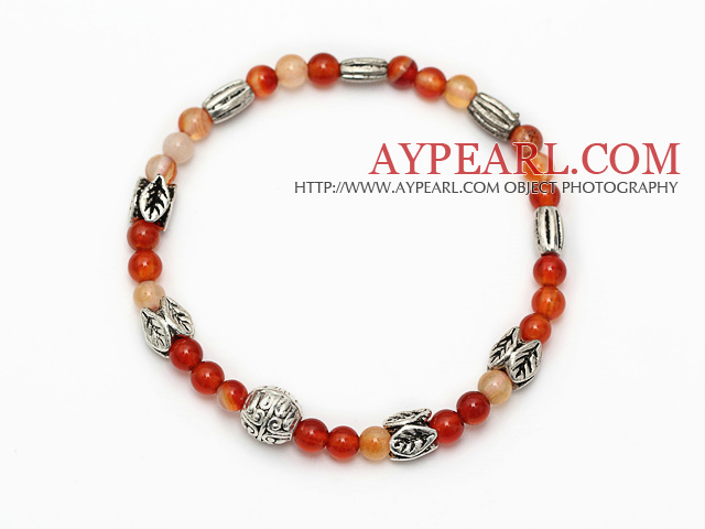 fashion natural color round agate and multi tibet silver charm beaded bracelet