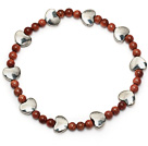 elegant round goldstone and tibet silver heart charm beaded bracelet