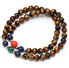 nice round tiger eye lapis peacock and red coral beaded elastic bracelet