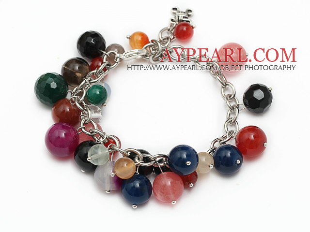 bracelet de mode de la boucle de la chaîne de style multi de couleur mélangée de pierres précieuses (pierres de couleurs aléatoires)
