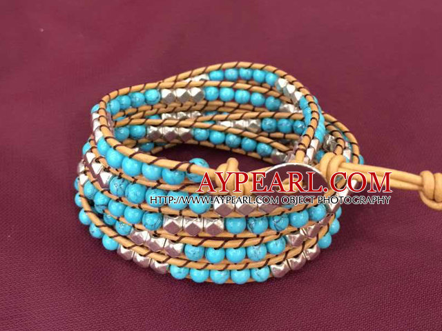 Fashion Popular Multi Strands Turquoise & Legierte Beads Wrap Armreif