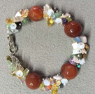 Wholesale Hot Sale Popular Round Red Agate Beads Cluster Crystal Genstone Chipes Bracelet
