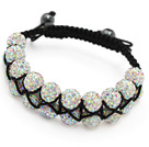 mode skikt 10mm AB färg rhinestone wowen justerbar svart dragsko armband