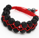 elegant Ebenenstil 10mm schwarz Strass rot wowen Kordelzug Armband