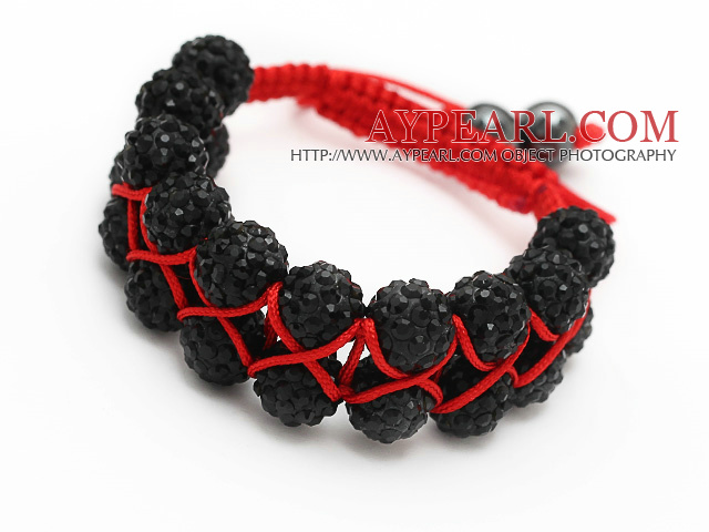 elegant Ebenenstil 10mm schwarz Strass rot wowen Kordelzug Armband