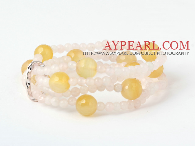 Καλαίσθητο απανωτών γύρο ροζ και κίτρινο Jade Beaded Stretch βραχιόλι