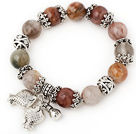 Pretty Round Colorful Quartz Beaded Bracelet With Tibet Silver Fish Ball Cap Charm Accessories