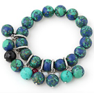 Vakker 12 - 14mm Multi Color Round Xingjiang Agate Beaded armbånd