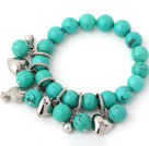 Belle ronde vert turquoise bracelet perlé Avec Tibet poissons argentés Sac chanceux accessoires de charme de coeur