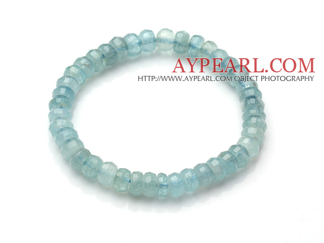 2014 Summer Fashion A Grade fasettert Aquamarine Elastisk armbånd 