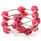 Fashion Multilayer Red Skull Turkis Wired Wrap Bangle Bracelet