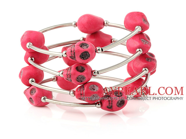 Mode Multilayer Red Skull Turkos Wired Wrap Bangle Armband