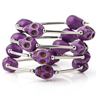 Fashion πολυστρωματικές Purple Skull Τυρκουάζ Wired βραχιόλι βαρύ Wrap