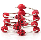 Mode Multilayer Red Skull Turkos Wired Wrap Bangle Armband