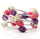 Vakker multi Hvit Red And Purple Skull Turkis Wired Wrap Bangle Bracelet