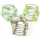 Mode 3 pièces de 12 mm Série verte ronde de coquillage perles Wired Wrap Bracelet jonc