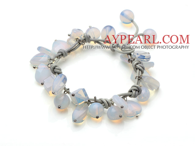 2014 Summer Design Opal Charm Leather Bracelet