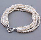 Classic Multi Strands 3 - 3.5mm Natural Rare Mini hvit ferskvannsperle Beaded armbånd