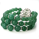 Aventurine mode multicouche rond perlé de bracelet de bracelet avec pierre ovale fermoir