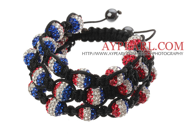 Combinaison populaire multicouche coloré Polymer Clay ronde strass et tressé noir Bracelet cordon