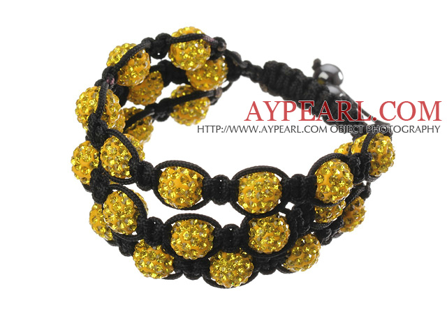 Δημοφιλή απανωτών Yellow Γύρου Polymer Clay τεχνητό Και Braided μαύρο κορδόνι βραχιόλι