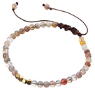 Mote 4mm Round persiske Agate og Golden Spacere Flettet Brown Snøring Bracelet