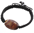 Discount Popular Grind Arenaceous Agate And Braided Black Drawstring Bracelet