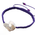 Wholesale Popular White Nuclear Pearl And Amethyst Braided Purple Drawstring Bracelet