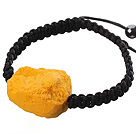 Populaire jaune Sandblast Agate Et noué à la main cordon bracelet noir