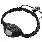 Wholesale Popular Black Sandblast Agate And Hand-knotted Black Drawstring Bracelet