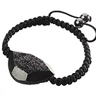 Discount Popular Black Sandblast Agate And Hand-knotted Black Drawstring Bracelet