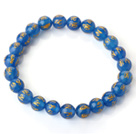Wholesale 8mm Single Strand Round Blue Chalcedony Beaded Stretchy Bracelet with Printed Words