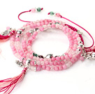 New Amazing Multi Layer Round Pink Jade Beaded Bracelet with Fish and Rabbit Accessory(can also be as necklace)