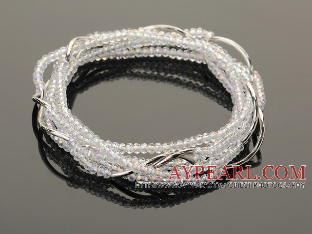 Summer Lovely Handmade Multi Strands Mini Clear Crystal Beads Bracelet
