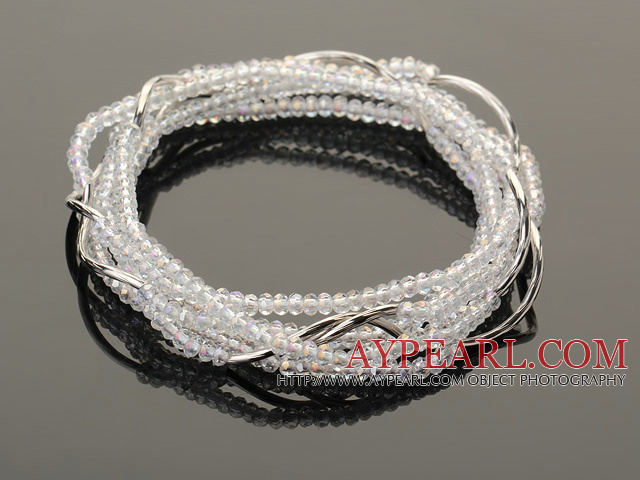 Summer Lovely Handmade Multi Strands Mini Clear Crystal perler armbånd