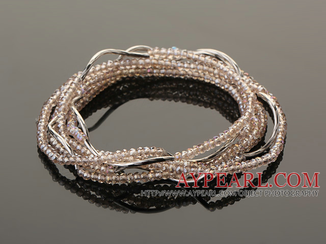 Summer Lovely Handmade Multi Strands Mini Pink Crystal Beads Bracelet