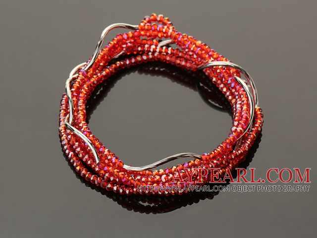 Summer Lovely Handmade Multi Strands Mini Red Crystal perler armbånd