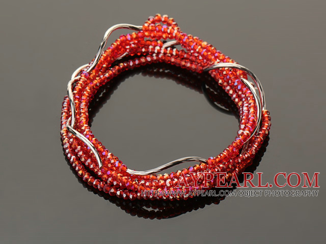 Été belle main multi brins Mini cristal rouge Bracelet