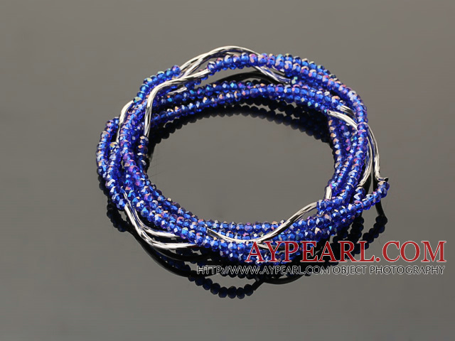 Schöne SommerhandmadeMulti Strands Mini Blue Crystal Armband