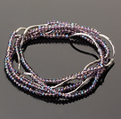 Sommar Härlig Handmade Multi Strands Mini Purple Crystal Pärlor Armband