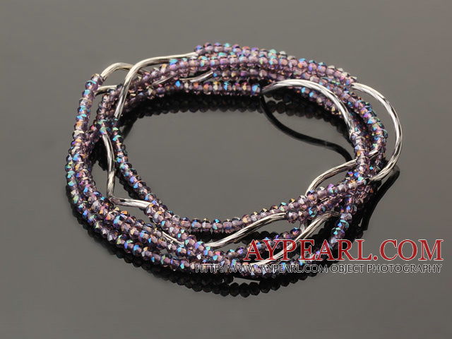 Sommar Härlig Handmade Multi Strands Mini Purple Crystal Pärlor Armband