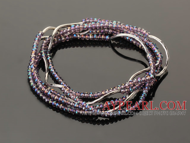 Schöne SommerhandmadeMulti Strands Mini Lila Kristall-Perlen -Armband