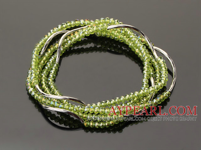 Summer Lovely Handmade Multi Strands Mini Green Crystal Beads Bracelet