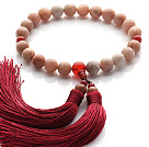 Wholesale Newly Fashion Single Strand Round Sunstone and Carnelian Holding Prayer Beads with Red Tassel