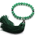Wholesale Newly Fashion Single Strand Round Aventurine and Black Agate Holding Prayer Beads with Green Tassel