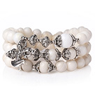 Amazing Hot Three Strands Round White Sea Shell Bracelet with Amulet Accessory