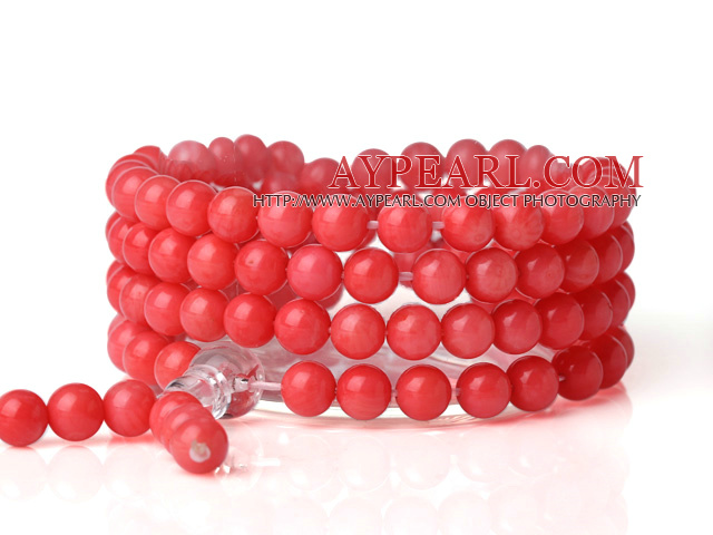 Modă 108 rotund 6mm Red Coral margele multistrat Rugăciunea brățară brățară