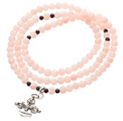 Wholesale Classic Design Multi Strands Round Light Pink Jade Beads Amulet Bracelet With Metal Cross Charm
