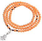 Wholesale Classic Design Multi Strands Round Orange Jade Beads Amulet Bracelet With Metal Charm