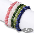 Sommerdesign 5 stk En klasse Multi Color halvedelsten Stretchy Armbånd